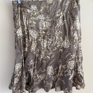 Banana Republic A-Line Skirt in Taupe and Cream Floral